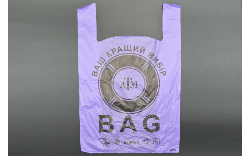 Пакет поліетиленовий майка "BAG" / 40*60см / 30мкм / фіолетовий / 100шт