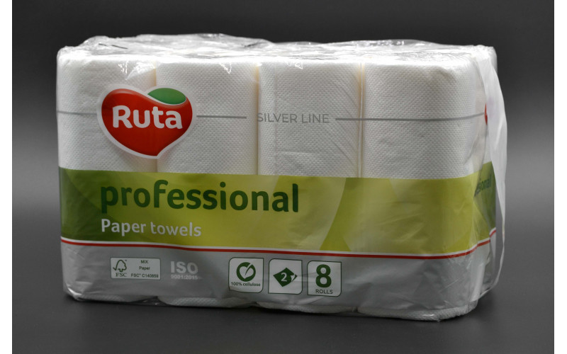 Рушник паперовий "Ruta" / 2-шаровий / білий / 8шт