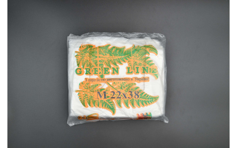 Пакет майка "GREEN LINE" / 22*38см / біла / 200шт