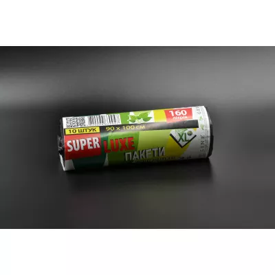 Пакети для сміття Super Luxe GREEN LINE / чорні / 160 л / 10 шт Пакети для сміття Super Luxe GREEN LINE / чорні / 160 л / 10 шт