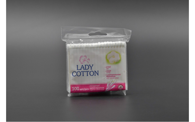 Ватні палочки "Lady Cotton" / в поліетиленовій упаковці / 100 шт