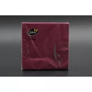 Салфетка Silken / 33*33см / 3-слойная / бордовая / 20шт Салфетка Silken / 33*33см / 3-слойная / бордовая / 20шт