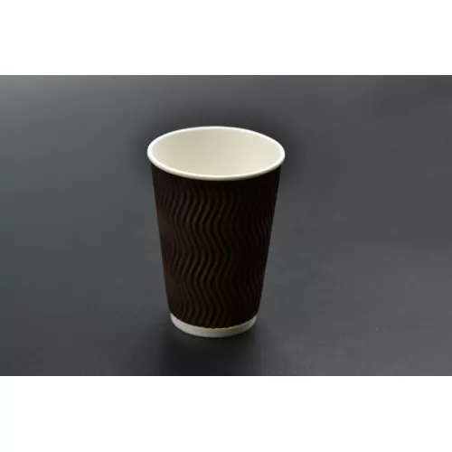 Стакан бумажный гофрированный ТИТАН / 340мл / коричневый / №80 / 20шт