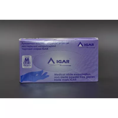 Перчатки нитриловые IGAR / синие / без пудры / не стерильные / размер-M / 200шт Перчатки нитриловые IGAR / синие / без пудры / не стерильные / размер-M / 200шт
