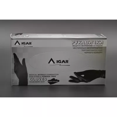Перчатки нитриловые IGAR / черные / без пудры / не стерильные / размер-M / 200шт Перчатки нитриловые IGAR / черные / без пудры / не стерильные / размер-M / 200шт