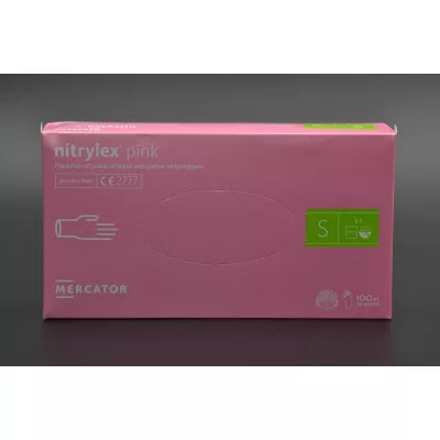 Перчатки нитриловые NITRYLEX / розовые / без пудры / не стерильные / размер-S / 100шт Перчатки нитриловые NITRYLEX / розовые / без пудры / не стерильные / размер-S / 100шт