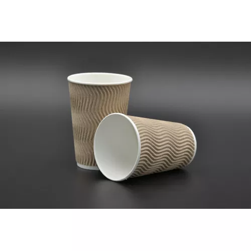 Стакан бумажный гофрированный ТИТАН / 340мл / крафт / №80 / 20шт