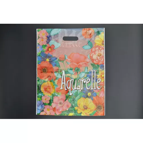 Пакет полиэтиленовый с прорезной ручкой Акварель / 35*44см / 25шт