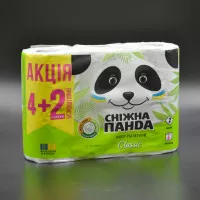 Туалетний папір Сніжна панда / 2-шаровий / білий / 4+2 шт
