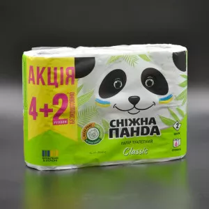 Туалетная бумага Снежная панда / 2-слойная / белая / 4+2 шт Туалетная бумага Снежная панда / 2-слойная / белая / 4+2 шт