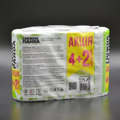 Туалетний папір Сніжна панда / 2-шаровий / білий / 4+2 шт Туалетний папір Сніжна панда / 2-шаровий / білий / 4+2 шт