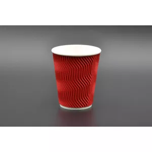 Стакан бумажный гофрированный ТИТАН / 400мл / красный / №90, 91Т / 15шт