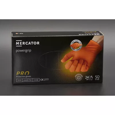 Перчатки нитриловые MERCATOR / оранжевые / без пудры / не стерильные / размер-XL / 25пар