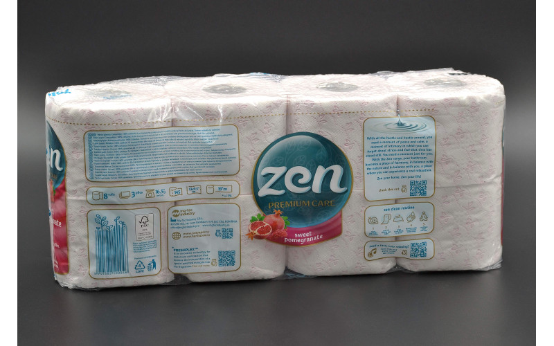 Туалетний папір "ZEN" / Premium / гранат / 3-шаровий / 19м / 145 відривів / 8шт