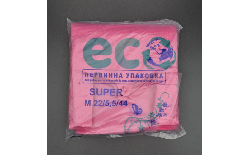 Пакет фасувальний майка "SUPER ECO" / 22*44см / 14мкм / червона / 160шт