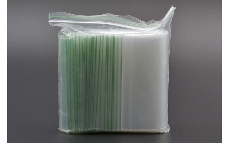 Зіп пакет поліетиленовий / 100*150мм / зелена полоса / 100шт