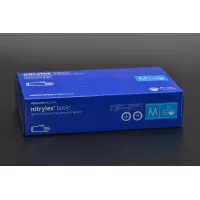 Перчатки нитриловые NITRYLEX Basic / синие / без пудры / не стерильные / размер-M / 100шт