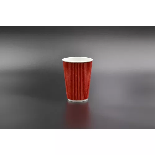 Стакан бумажный гофрированный "ХМ" / 340мл / красный / №80 / 15шт
