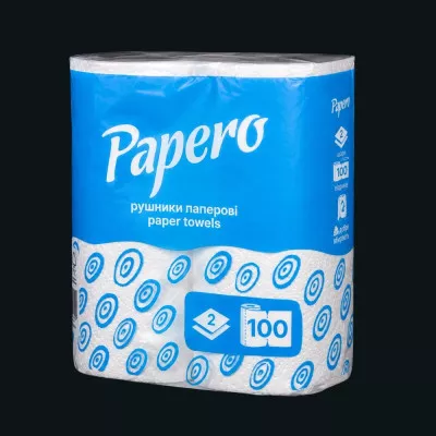 Полотенце бумажное Papero RS010 / 2-слойное / белое / 100 отрывов / 2 шт