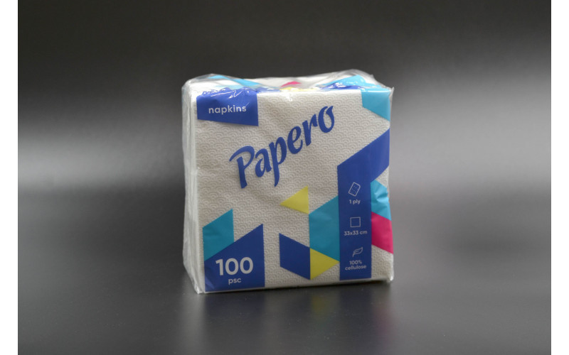 Серветка "Papero" / 33*33см / 1-шарова / біла / 100шт