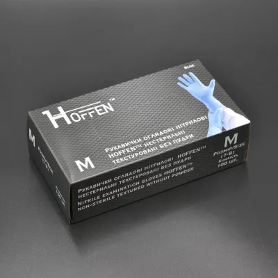 Перчатки нитриловые HOFFEN 3,2 г / синие / без пудры / не стерильные / размер-M / 50 пар Перчатки нитриловые HOFFEN 3,2 г / синие / без пудры / не стерильные / размер-M / 50 пар