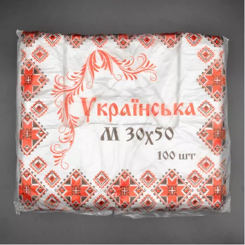 Пакет полиэтиленовая майка ЧП Украинская Белая / 30*50 см / 100 шт