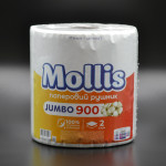 Рушник паперовий "Mollis" / 2-шаровий / білий / 99м / 900 відривів