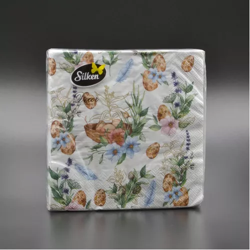 Пасхальная салфетка Silken / 33*33 см / 3-слойная / Сказочная пасха МИКС / 18 шт