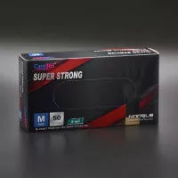 Перчатки нитриловые CARE365 Super strong / черные / без пудры / не стерильные / размер-М / 25 пар