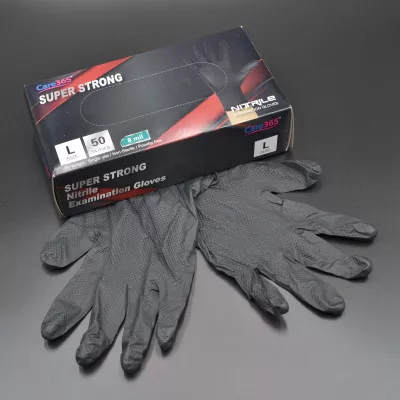 Перчатки нитриловые CARE365 Super strong / черные / без пудры / не стерильные / размер-L / 25 пар Перчатки нитриловые CARE365 Super strong / черные / без пудры / не стерильные / размер-L / 25 пар