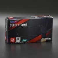Перчатки нитриловые CARE365 Super strong / черные / без пудры / не стерильные / размер-XL / 25 пар