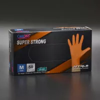 Перчатки нитриловые CARE365 Super strong / оранжевые / без пудры / не стерильные / размер-М / 25 пар