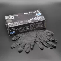 Перчатки нитриловые MediPlus BlackyPlus Light / черные / без пудры / не стерильные / размер-M / 100 шт