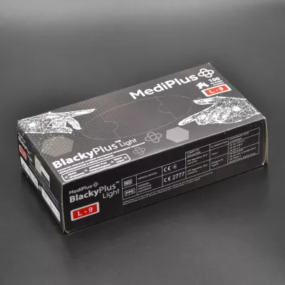 Рукавички нітрилові MediPlus BlackyPlus Light / чорні / без пудри / не стерильні / розмір-L / 100 шт Рукавички нітрилові MediPlus BlackyPlus Light / чорні / без пудри / не стерильні / розмір-L / 100 шт