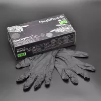 Перчатки нитриловые MediPlus BlackyPlus Light / черные / без пудры / не стерильные / размер-S / 100 шт