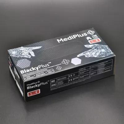 Перчатки нитриловые MediPlus BlackyPlus / черные / без пудры / не стерильные / размер-L / 100 шт