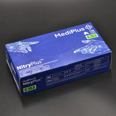Перчатки нитриловые MediPlus NitryPlus / фиолетовые / без пудры / не стерильные / размер-S / 100 шт