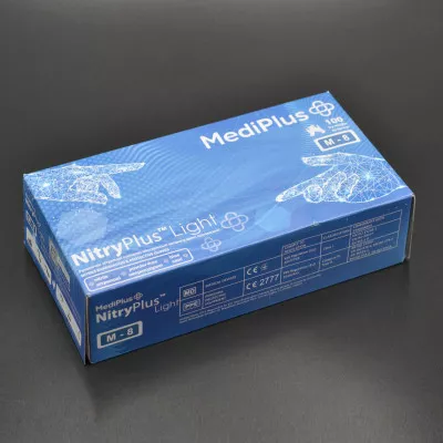 Перчатки нитриловые MediPlus NitryPlus Light / синие / без пудры / не стерильные / размер-M / 100 шт Перчатки нитриловые MediPlus NitryPlus Light / синие / без пудры / не стерильные / размер-M / 100 шт
