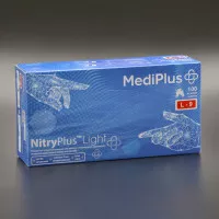 Перчатки нитриловые MediPlus NitryPlus Light / синие / без пудры / не стерильные / размер-L / 100 шт