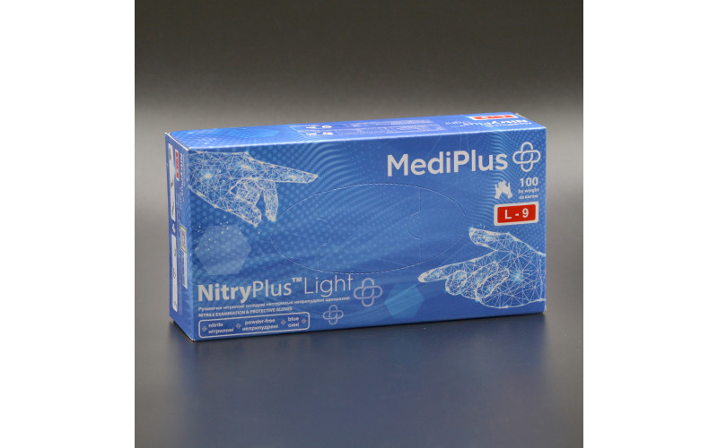 Рукавички нітрилові "MediPlus" NitryPlus Light / сині / без пудри / не стерильні / розмір-L / 100 шт