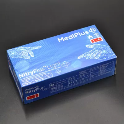 Перчатки нитриловые MediPlus NitryPlus Light / синие / без пудры / не стерильные / размер-L / 100 шт Перчатки нитриловые MediPlus NitryPlus Light / синие / без пудры / не стерильные / размер-L / 100 шт