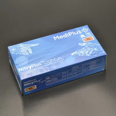Перчатки нитриловые MediPlus NitryPlus Light / синие / без пудры / не стерильные / размер-XL / 100 шт