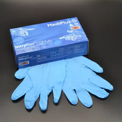Перчатки нитриловые MediPlus NitryPlus Light / синие / без пудры / не стерильные / размер-XL / 100 шт