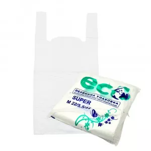 Пакет майка SUPER ECO / 22*44 см / 14 мкм / біла / 160 шт Пакет майка SUPER ECO / 22*44 см / 14 мкм / біла / 160 шт