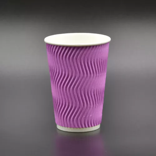 Стакан бумажный гофрированный ТИТАН / 340 мл / лавандовый / №80 / 20 шт