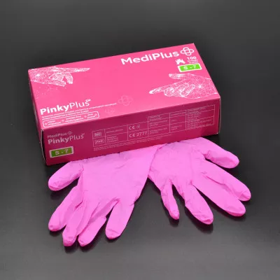 Перчатки нитриловые MediPlus PinkyPlus / розовые / без пудры / не стерильные / размер-S / 100 шт Перчатки нитриловые MediPlus PinkyPlus / розовые / без пудры / не стерильные / размер-S / 100 шт