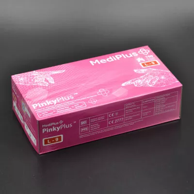 Перчатки нитриловые MediPlus PinkyPlus / розовые / без пудры / не стерильные / размер-L / 100 шт
