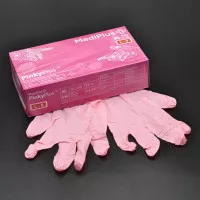 Перчатки нитриловые MediPlus PinkyPlus / розовые / без пудры / не стерильные / размер-L / 100 шт