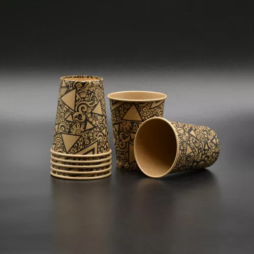 Стакан бумажный ТИТАН / 250 мл / крафт с узором / №75 / 50 шт