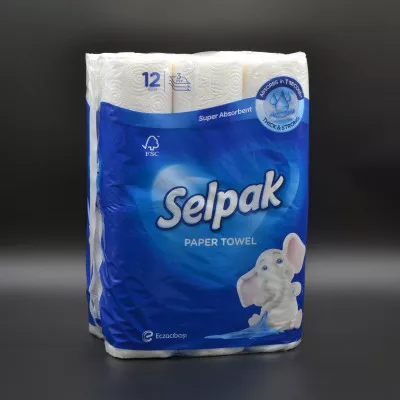 Рушник паперовий SELPAK / 3-шаровий / білий / 12 шт Рушник паперовий SELPAK / 3-шаровий / білий / 12 шт